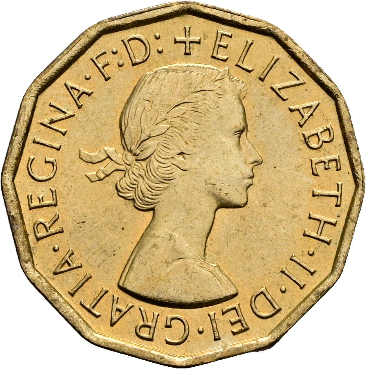 3 Pence Elisabeth II. 1952-2022 1967 – Vorderseite