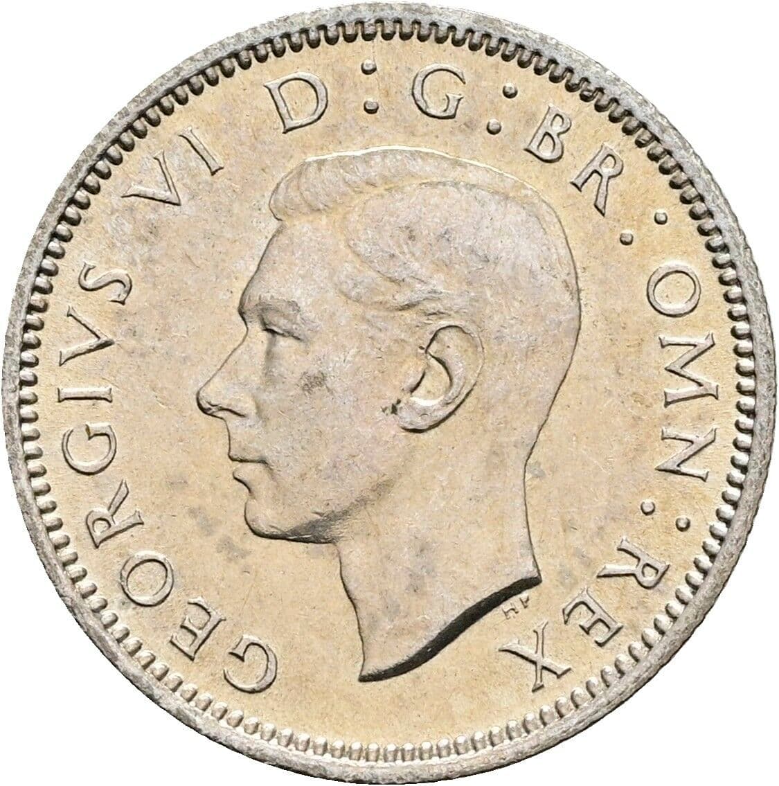 6 Pence Georg VI. (1936-1952) 1945 – Vorderseite
