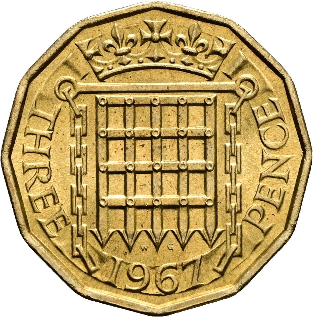 3 Pence Elisabeth II. 1952-2022 1967 – Rückseite