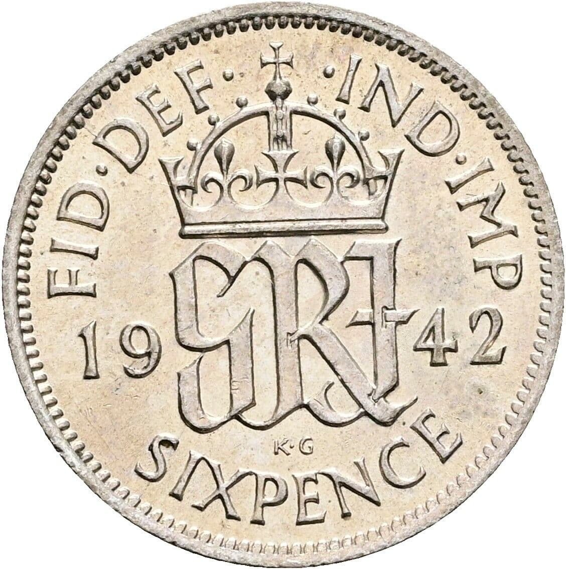 6 Pence Georg VI. (1936-1952) 1942 – Rückseite