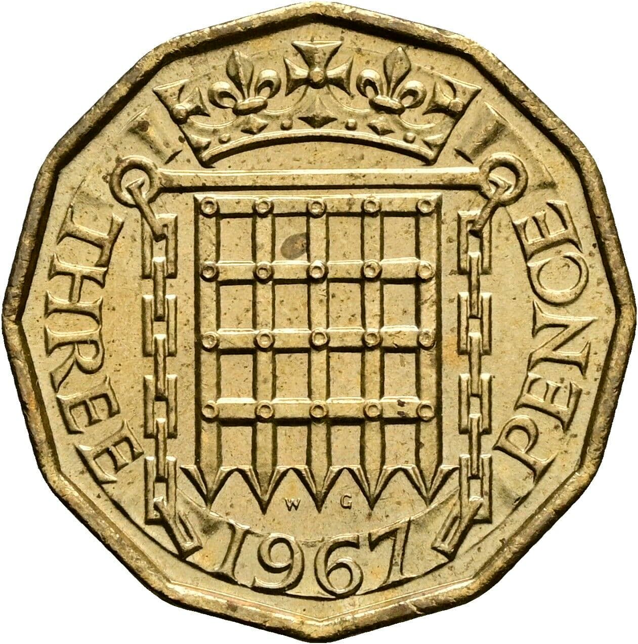 3 Pence Elisabeth II. 1952-2022 1967 – Rückseite