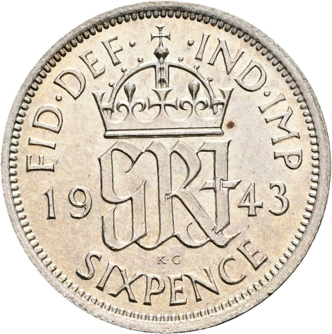 6 Pence Georg VI. (1936-1952) 1943 – Rückseite