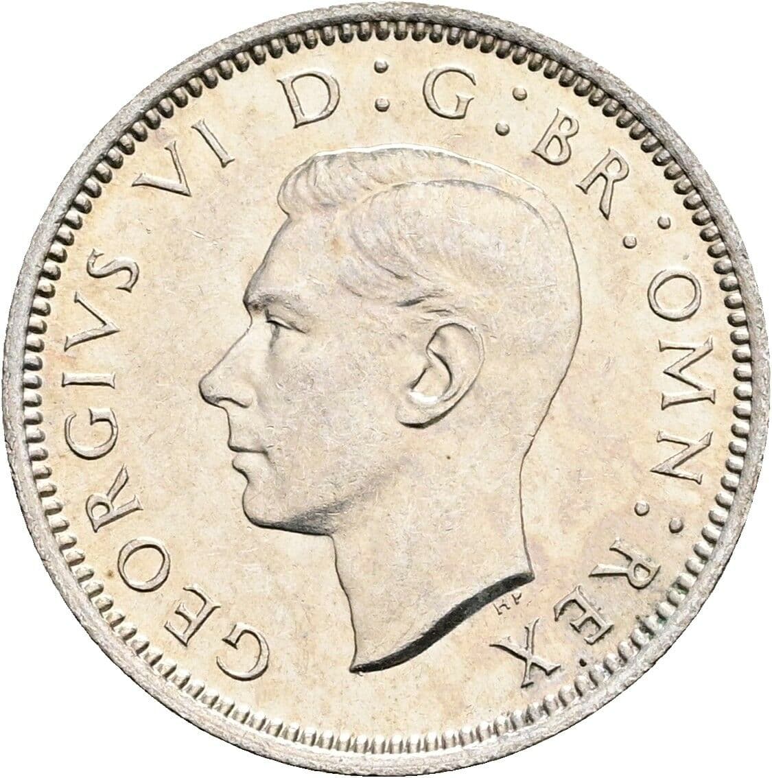 6 Pence Georg VI. (1936-1952) 1945 – Vorderseite