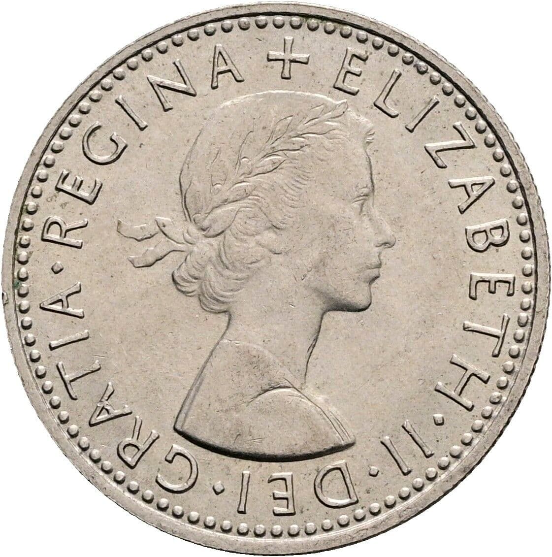 6 Pence Elisabeth II. 1952-2022 1965 – Vorderseite