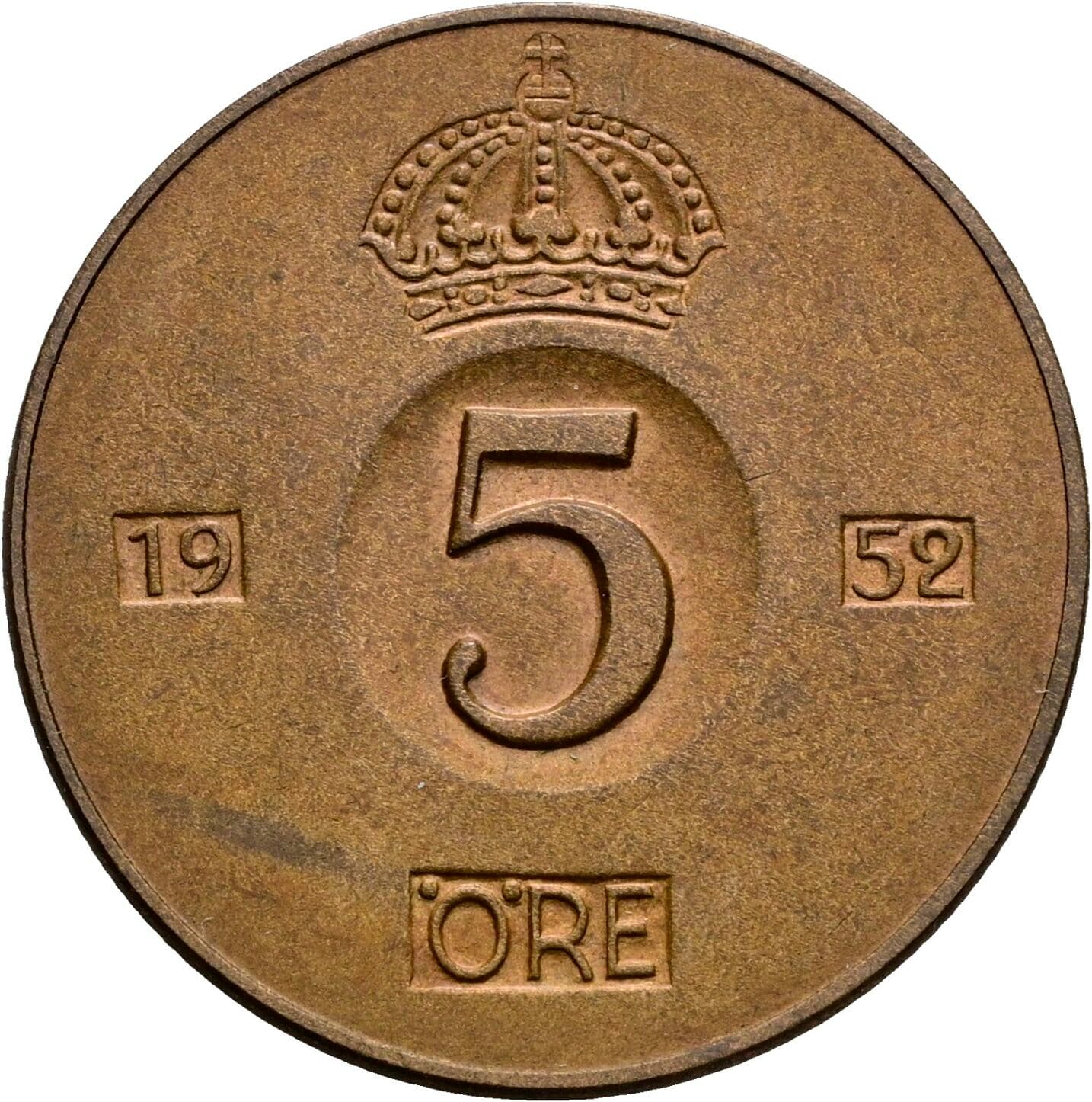 5 Öre Gustav VI. Adolf (1950-1973) 1952 – Vorderseite
