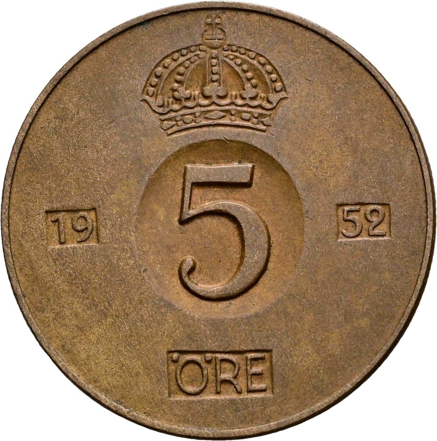 5 Öre Gustav VI. Adolf (1950-1973) 1952 – Vorderseite