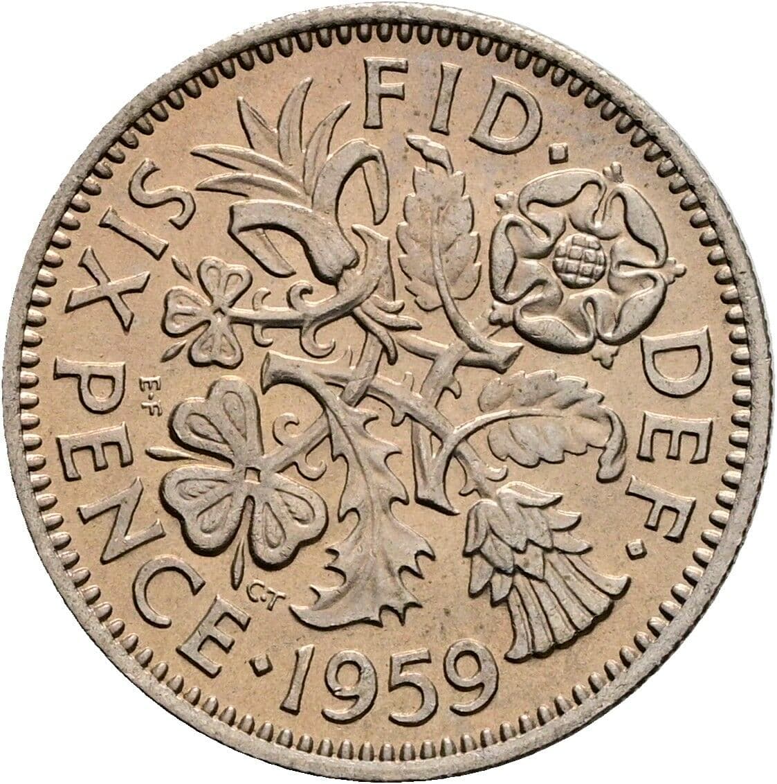 6 Pence Elisabeth II. 1952-2022 1959 – Rückseite