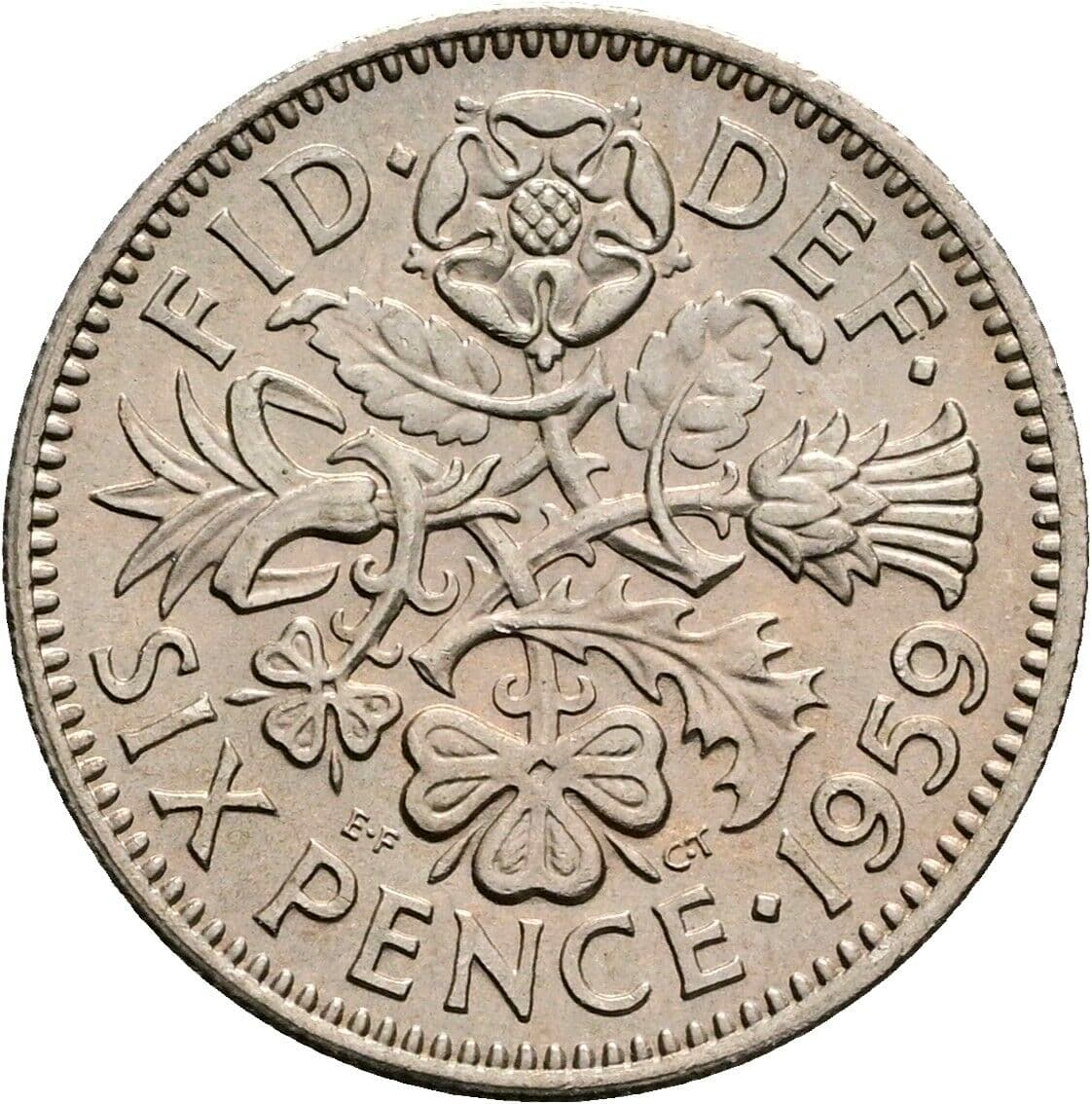 6 Pence Elisabeth II. 1952-2022 1959 – Rückseite