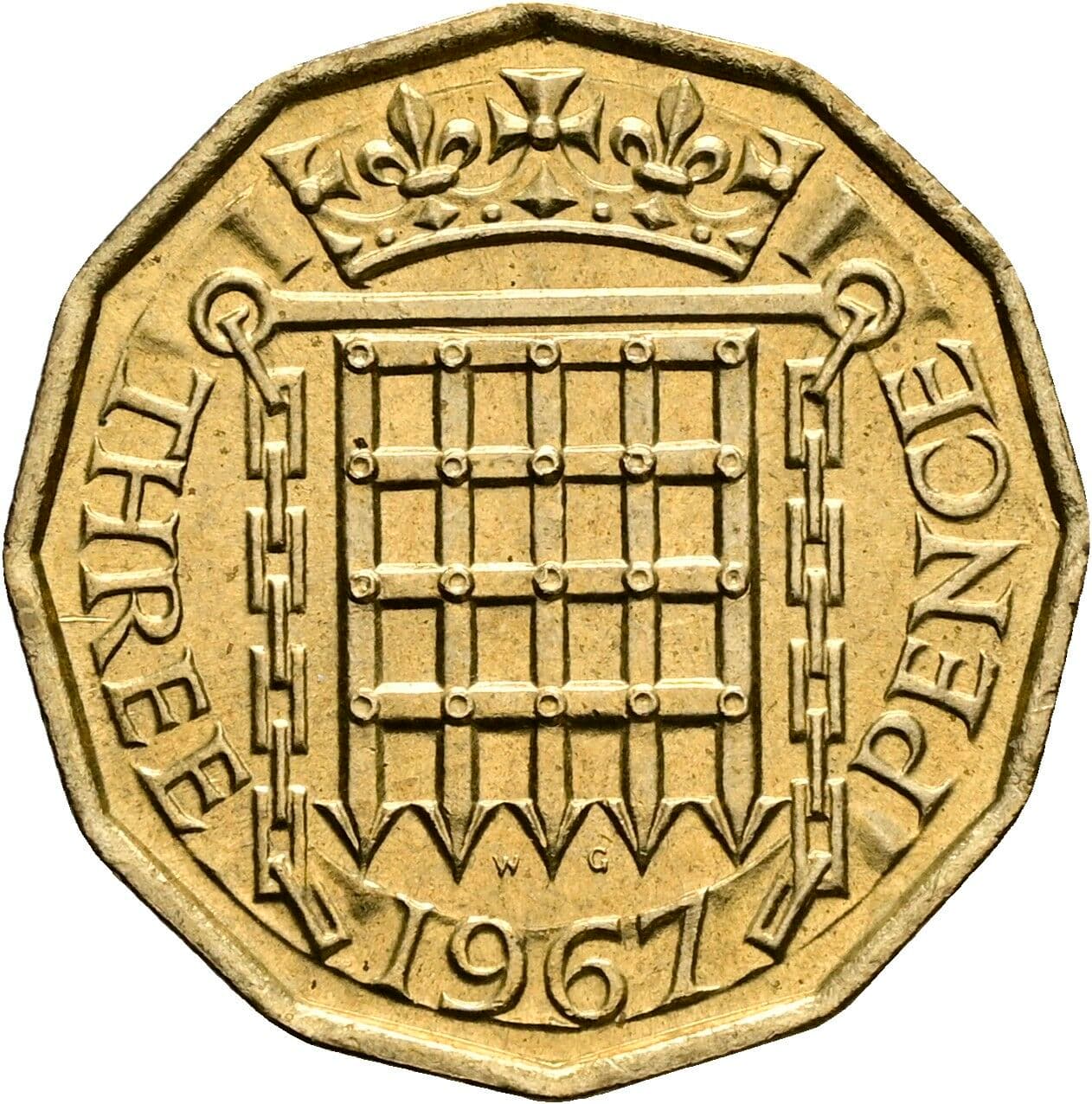 3 Pence Elisabeth II. 1952-2022 1967 – Rückseite