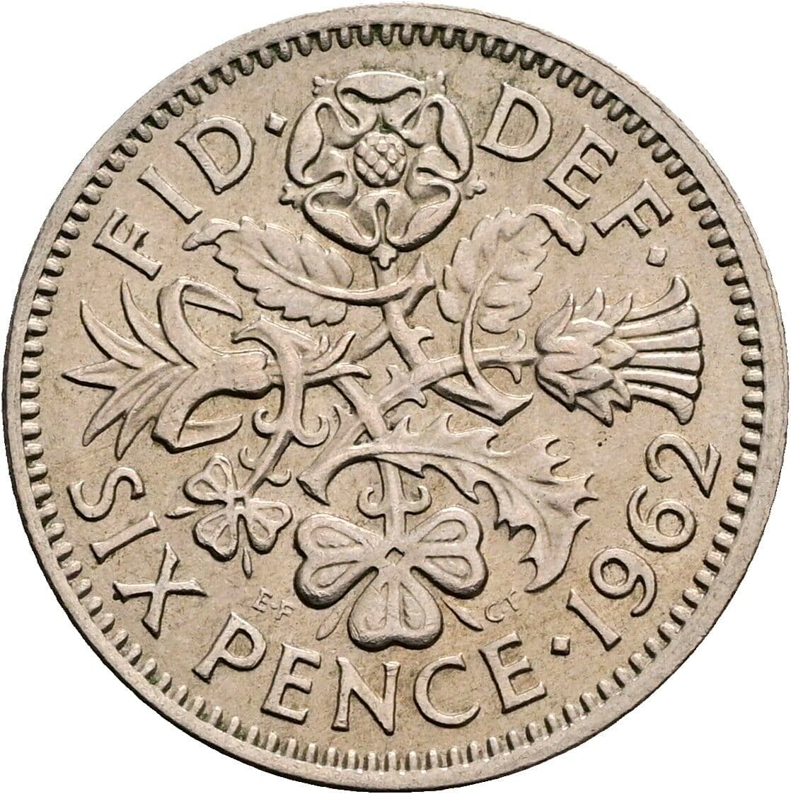 6 Pence Elisabeth II. 1952-2022 1962 – Rückseite