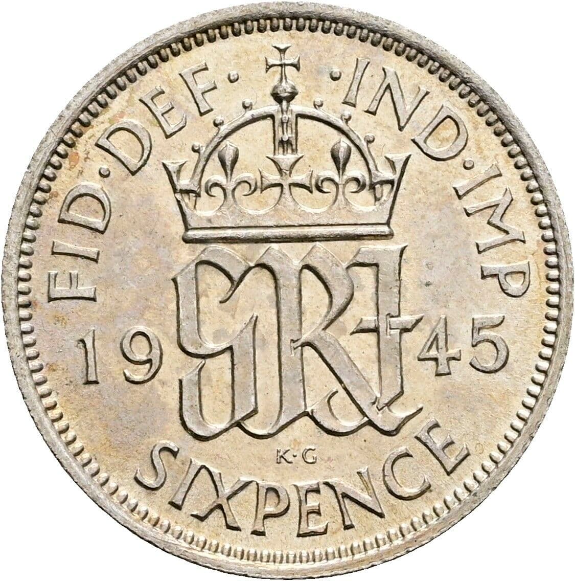 6 Pence Georg VI. (1936-1952) 1945 – Rückseite
