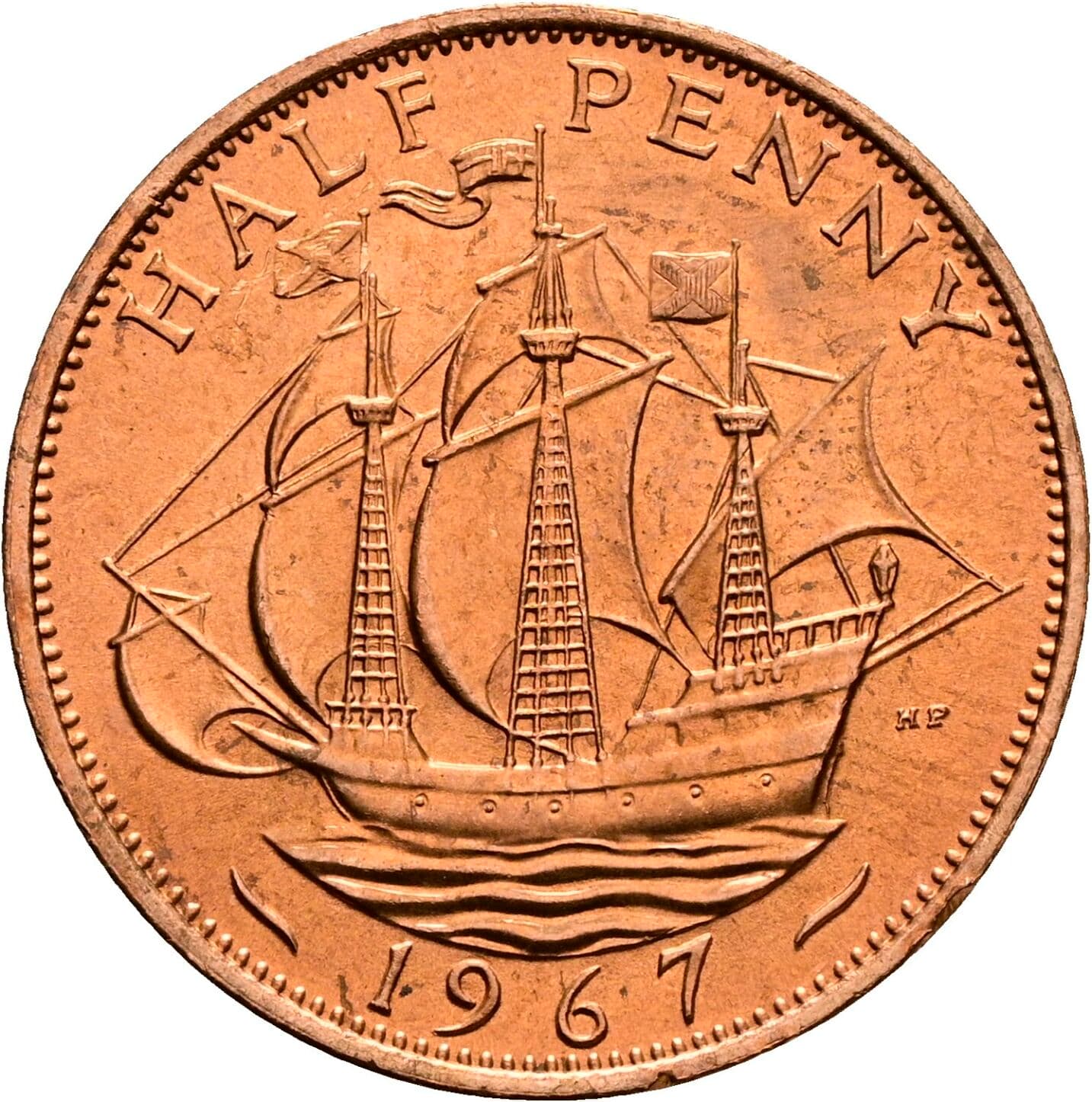 1/2 Penny Elisabeth II. 1952-2022 1967 – Rückseite