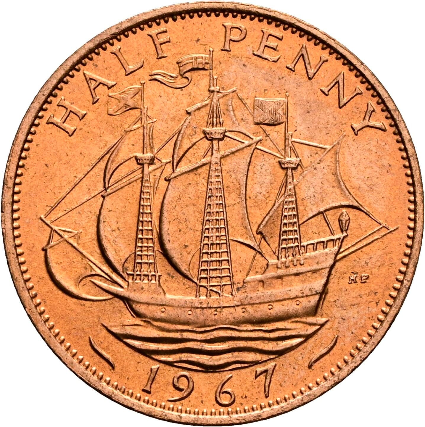 1/2 Penny Elisabeth II. 1952-2022 1967 – Rückseite