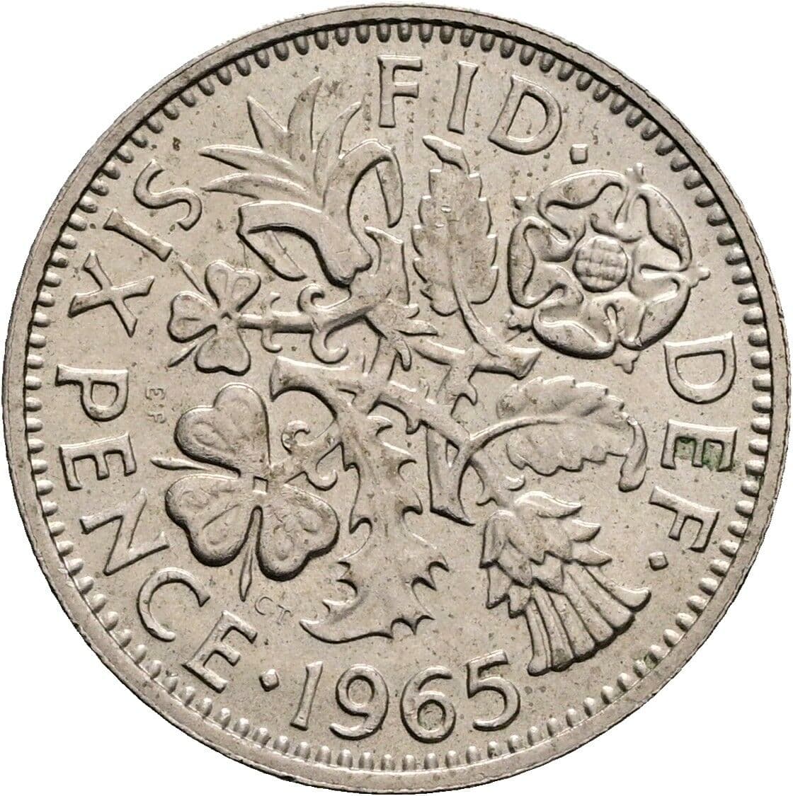 6 Pence Elisabeth II. 1952-2022 1965 – Rückseite