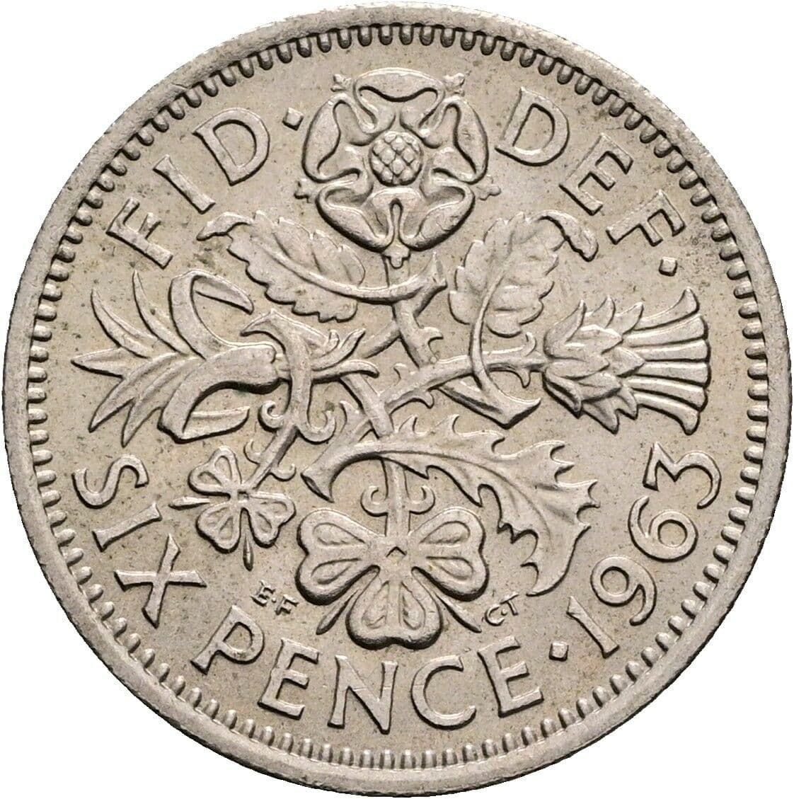 6 Pence Elisabeth II. 1952-2022 1963 – Rückseite