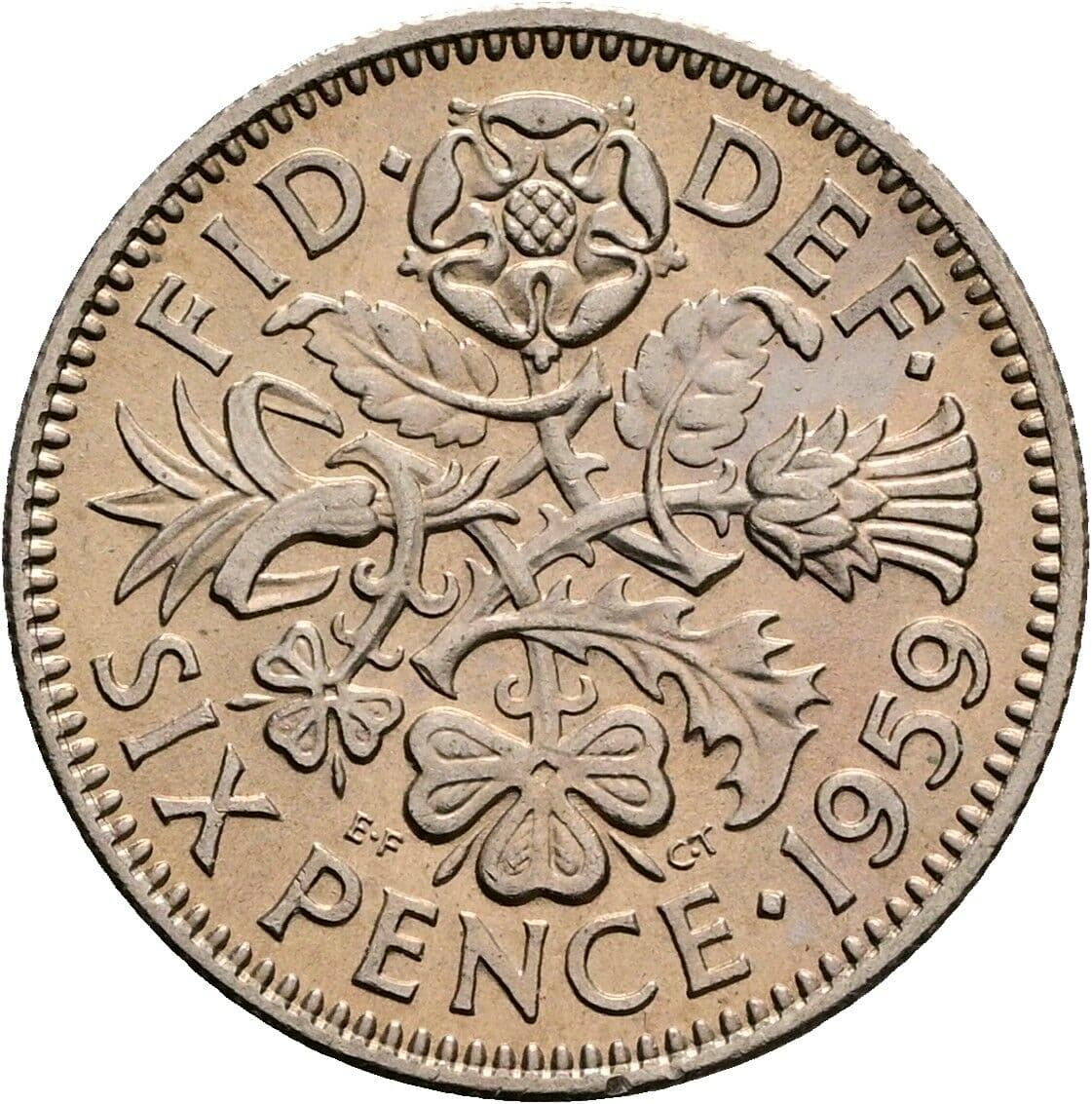 6 Pence Elisabeth II. 1952-2022 1959 – Rückseite