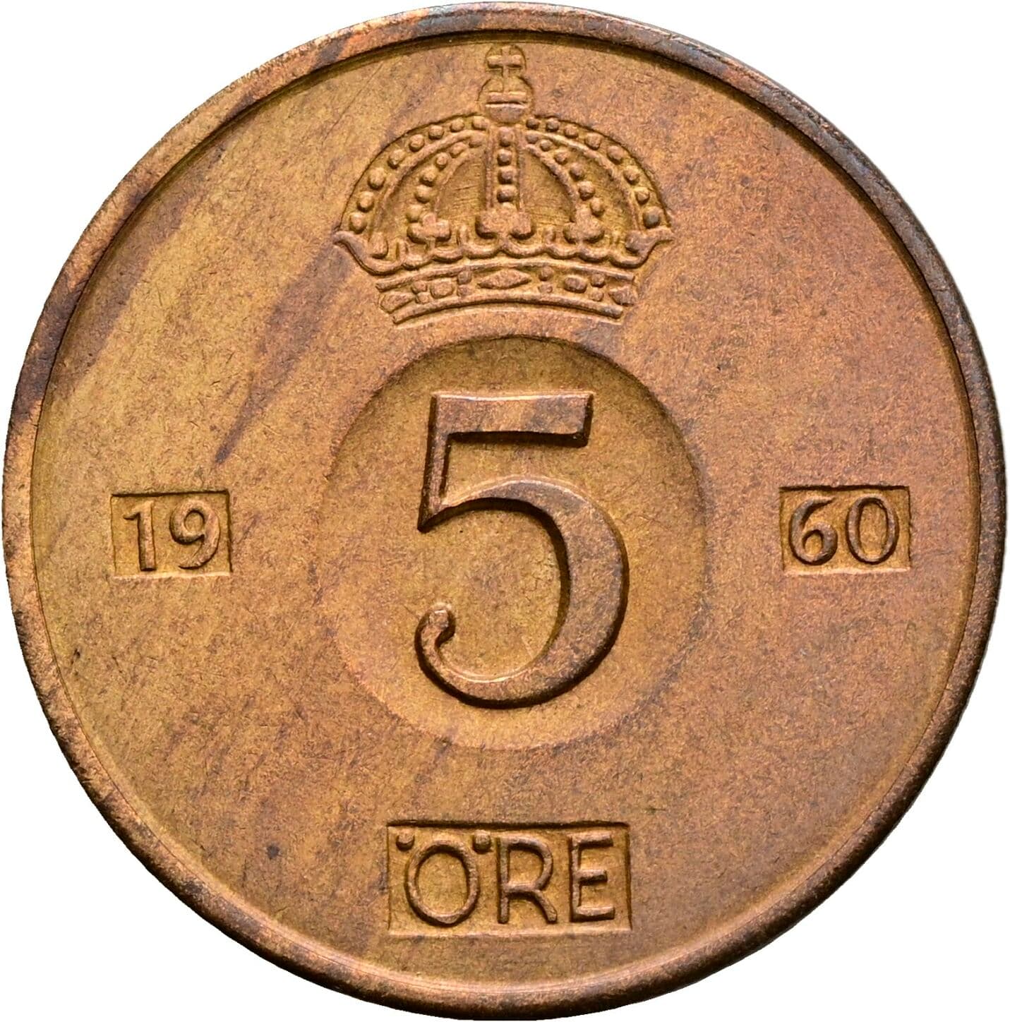 5 Öre Gustav VI. Adolf (1950-1973) 1960 – Vorderseite