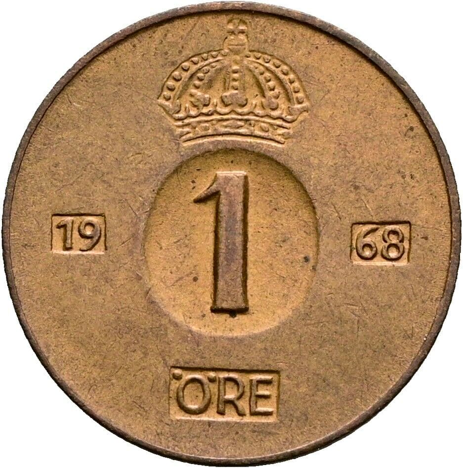 1 Öre Gustav VI. Adolf (1950-1973) 1968 – Vorderseite