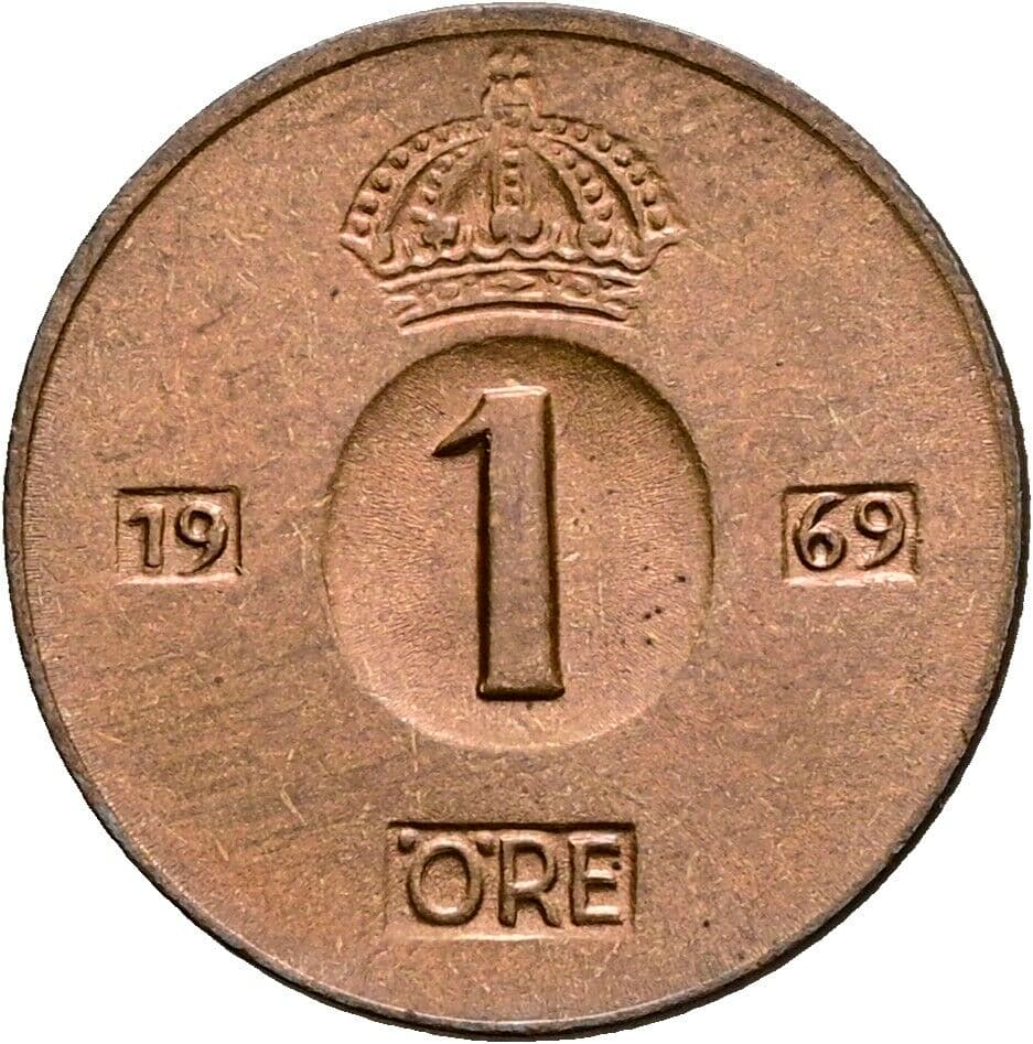 1 Öre Gustav VI. Adolf (1950-1973) 1969 – Vorderseite