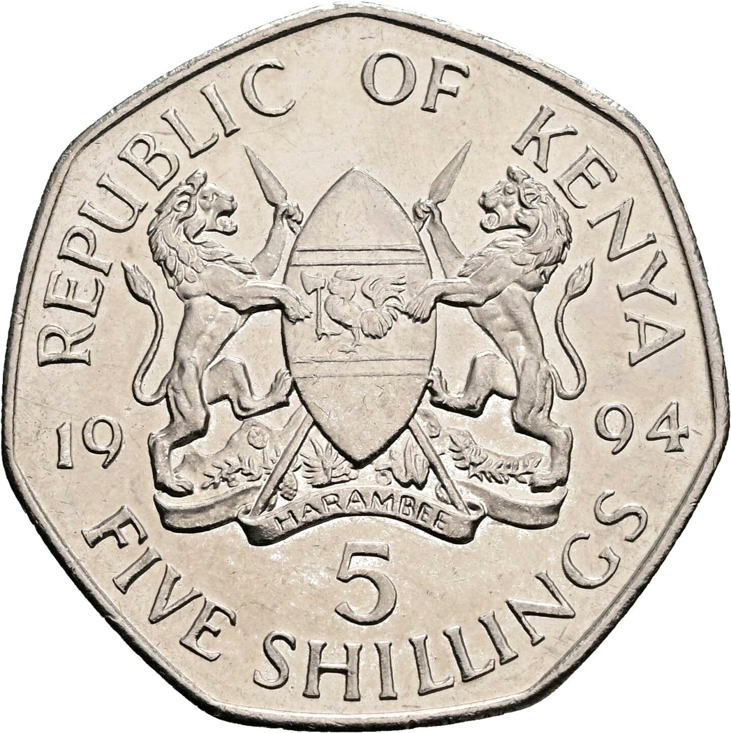 5 Shillings 1994 – Rückseite