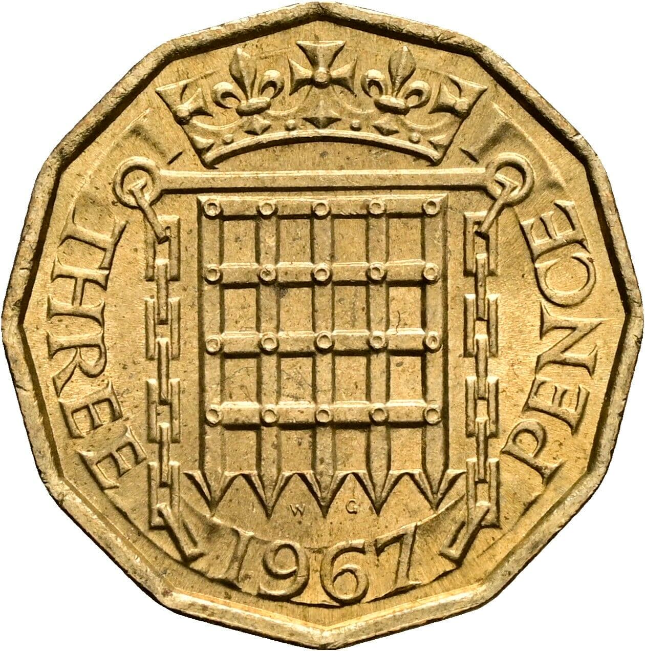 3 Pence Elisabeth II. 1952-2022 1967 – Rückseite