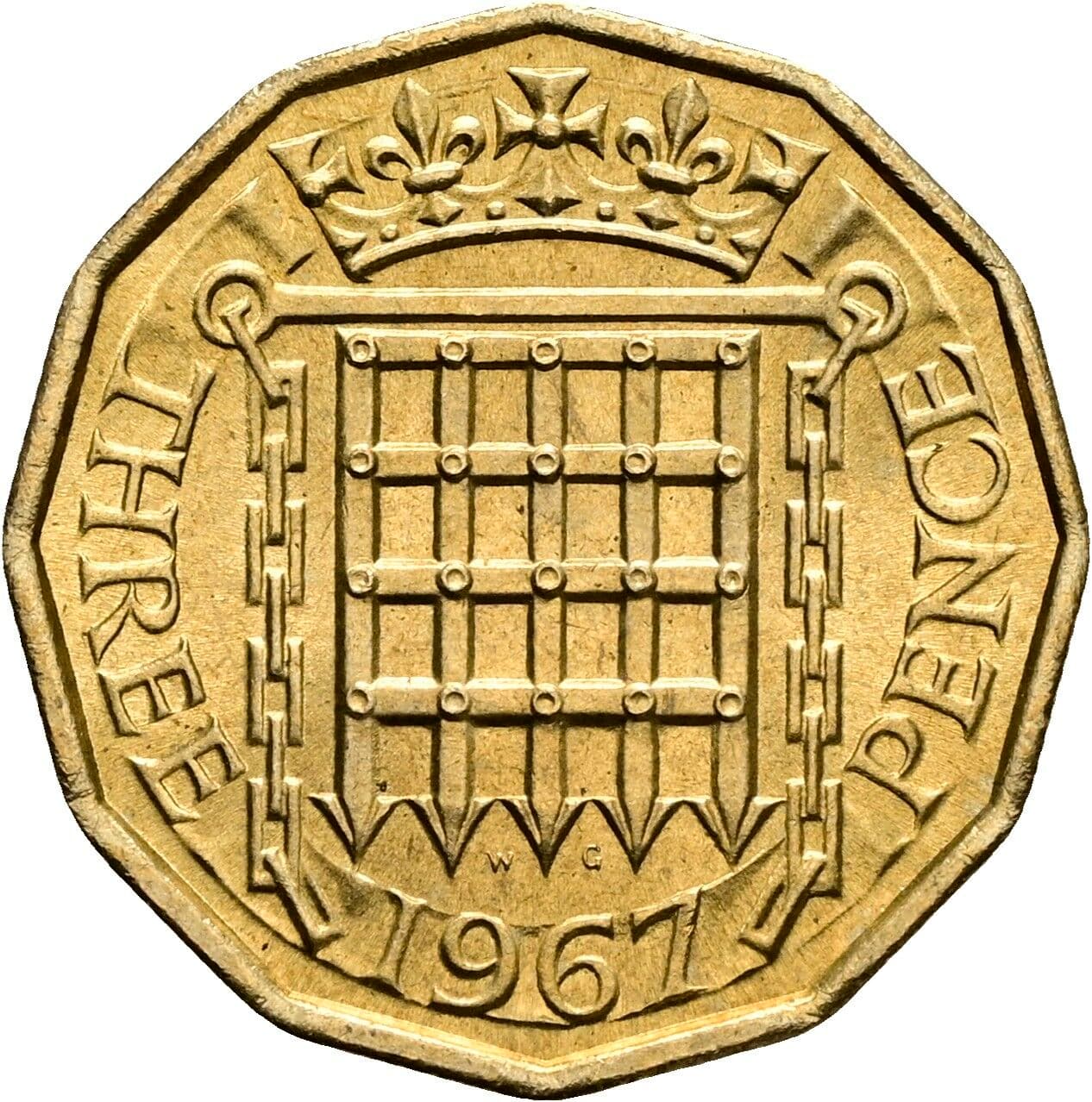 3 Pence Elisabeth II. 1952-2022 1967 – Rückseite