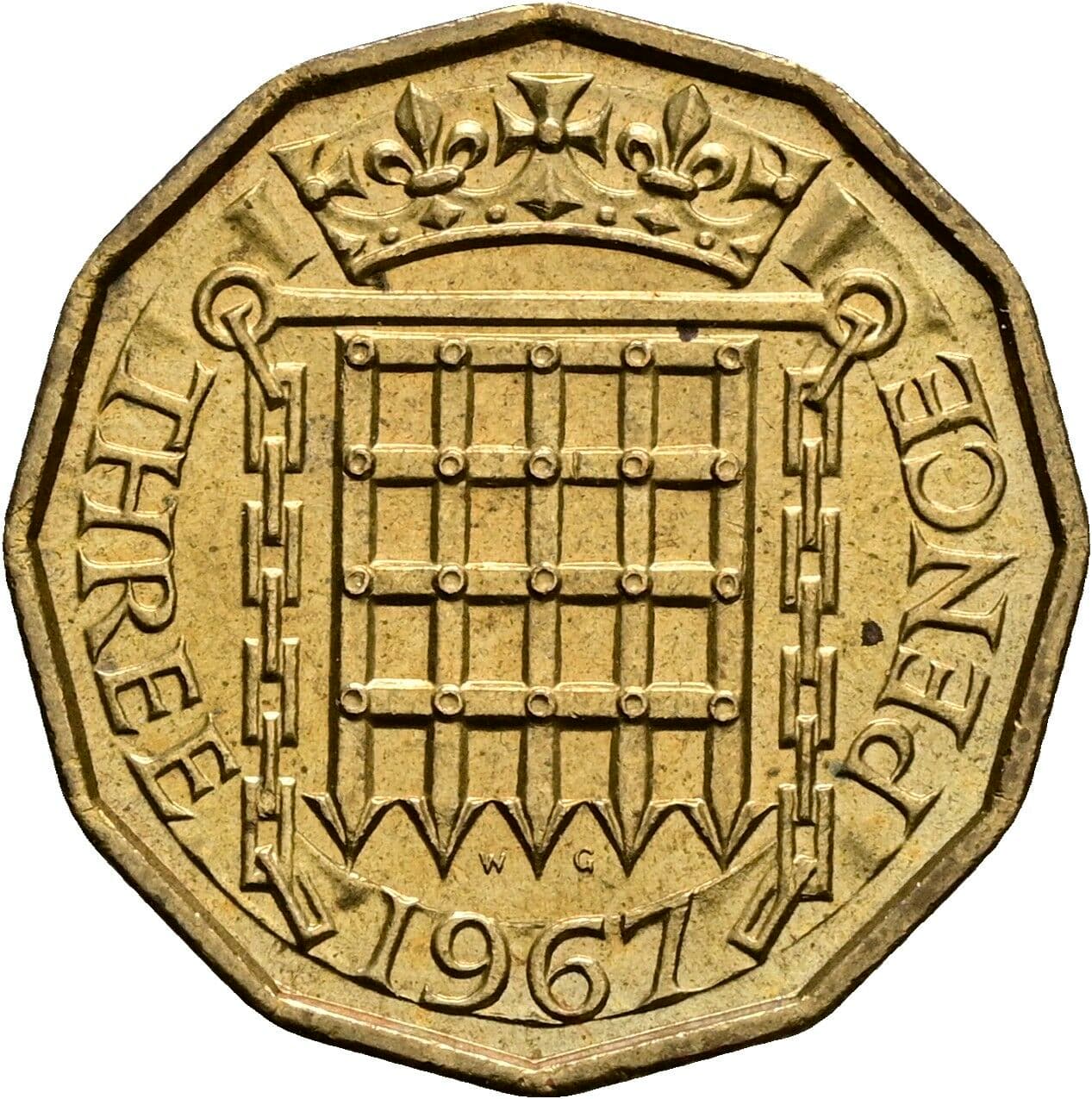 3 Pence Elisabeth II. 1952-2022 1967 – Rückseite