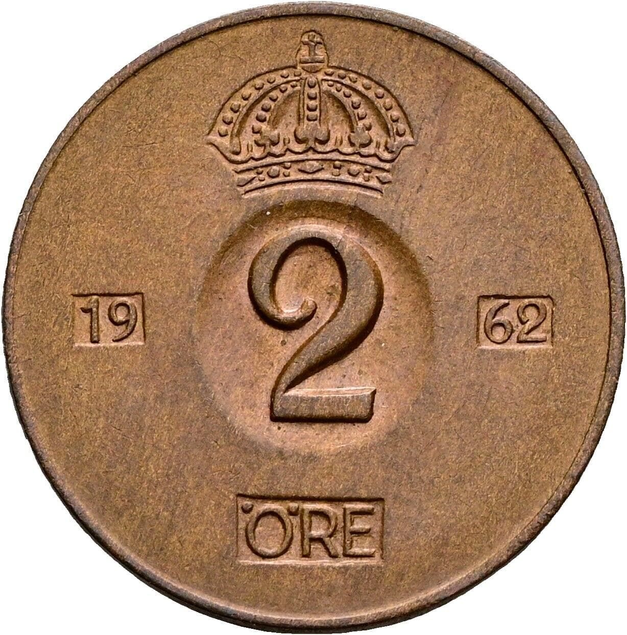 2 Öre Gustav VI. Adolf (1950-1973) 1962 – Vorderseite