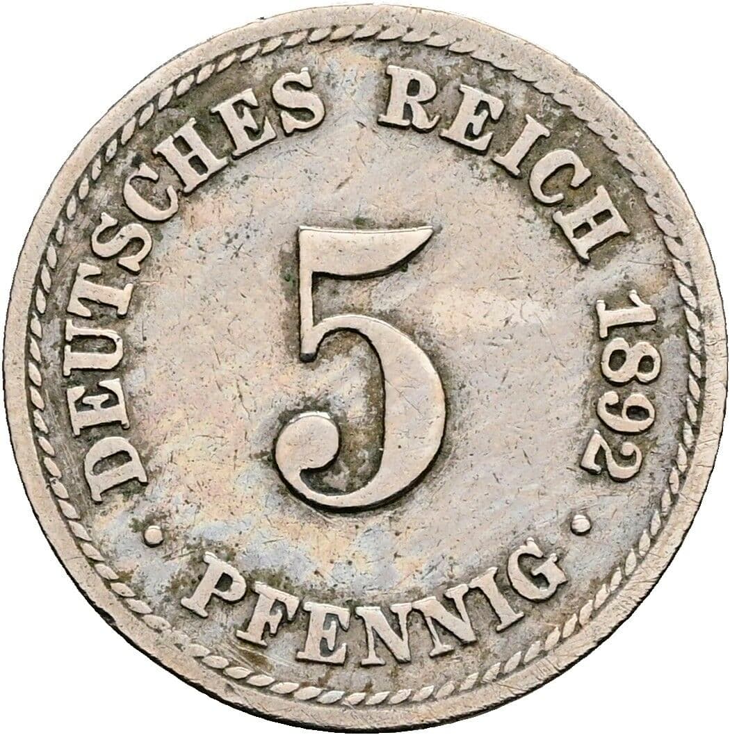 5 Pfennig 1892 A – Vorderseite