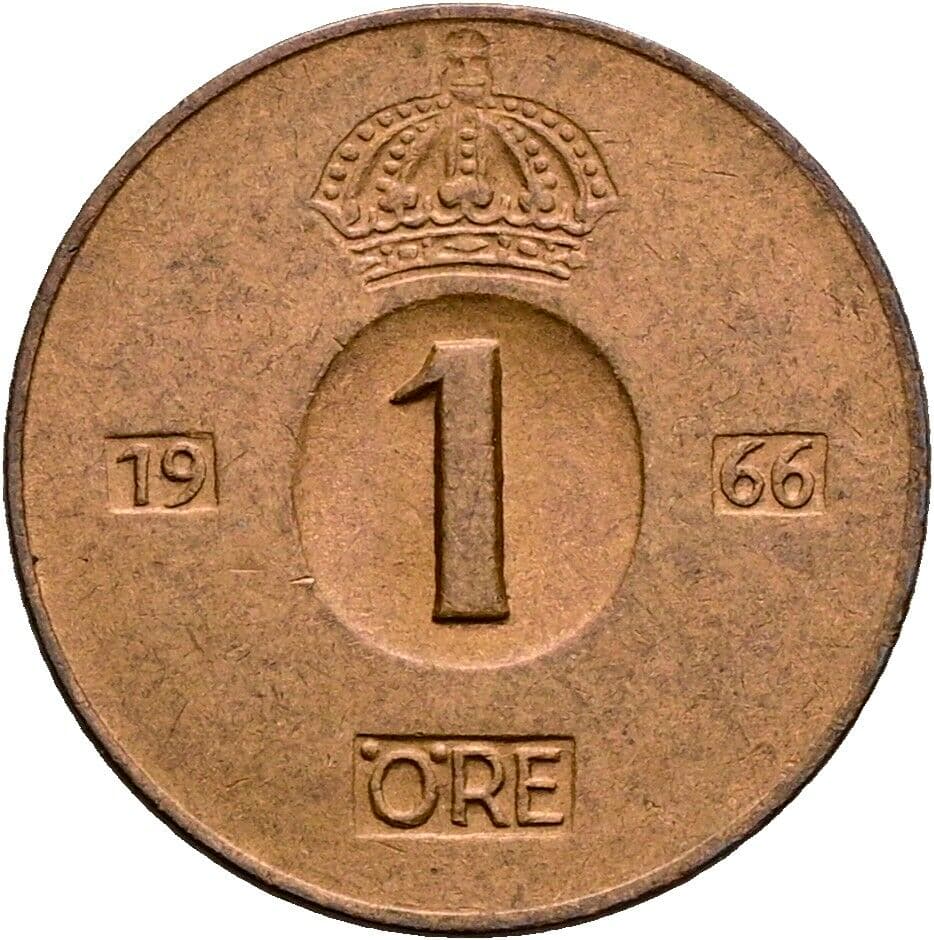 1 Öre Gustav VI. Adolf (1950-1973) 1966 – Vorderseite