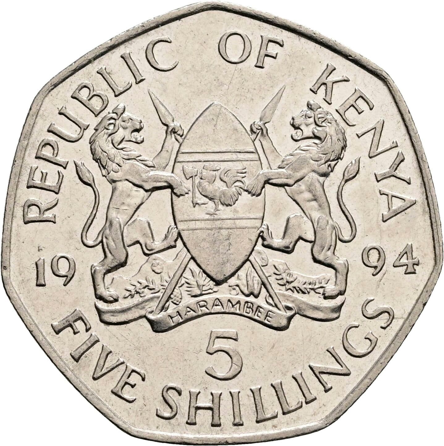 5 Shillings 1994 – Rückseite
