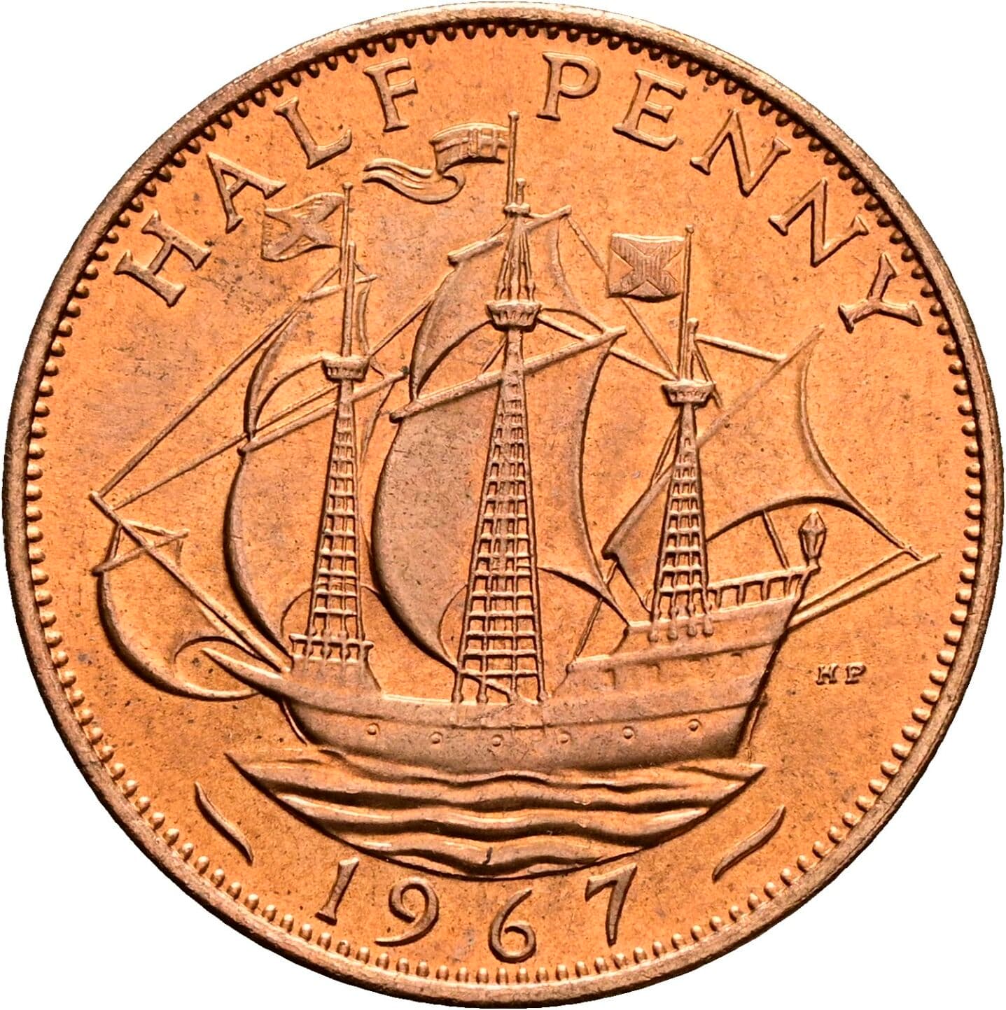 Half Penny Elisabeth II. 1952-2022 1967 – Rückseite