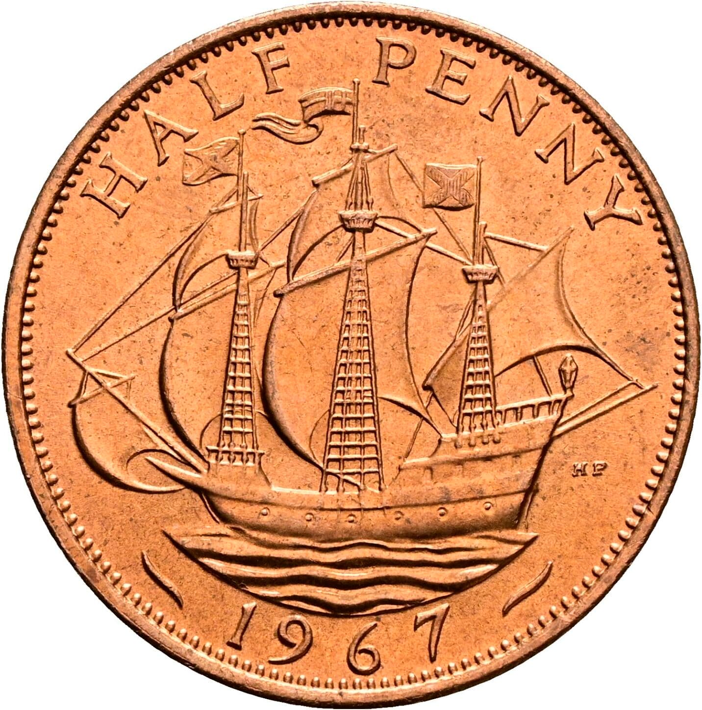 Half Penny Elisabeth II. 1952-2022 1967 – Rückseite