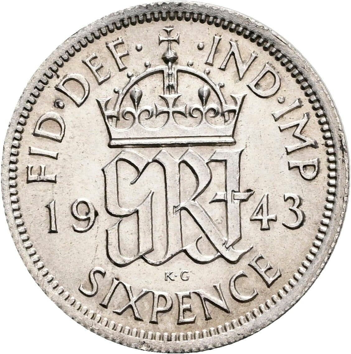 6 Pence Georg VI. (1936-1952) 1943 – Rückseite