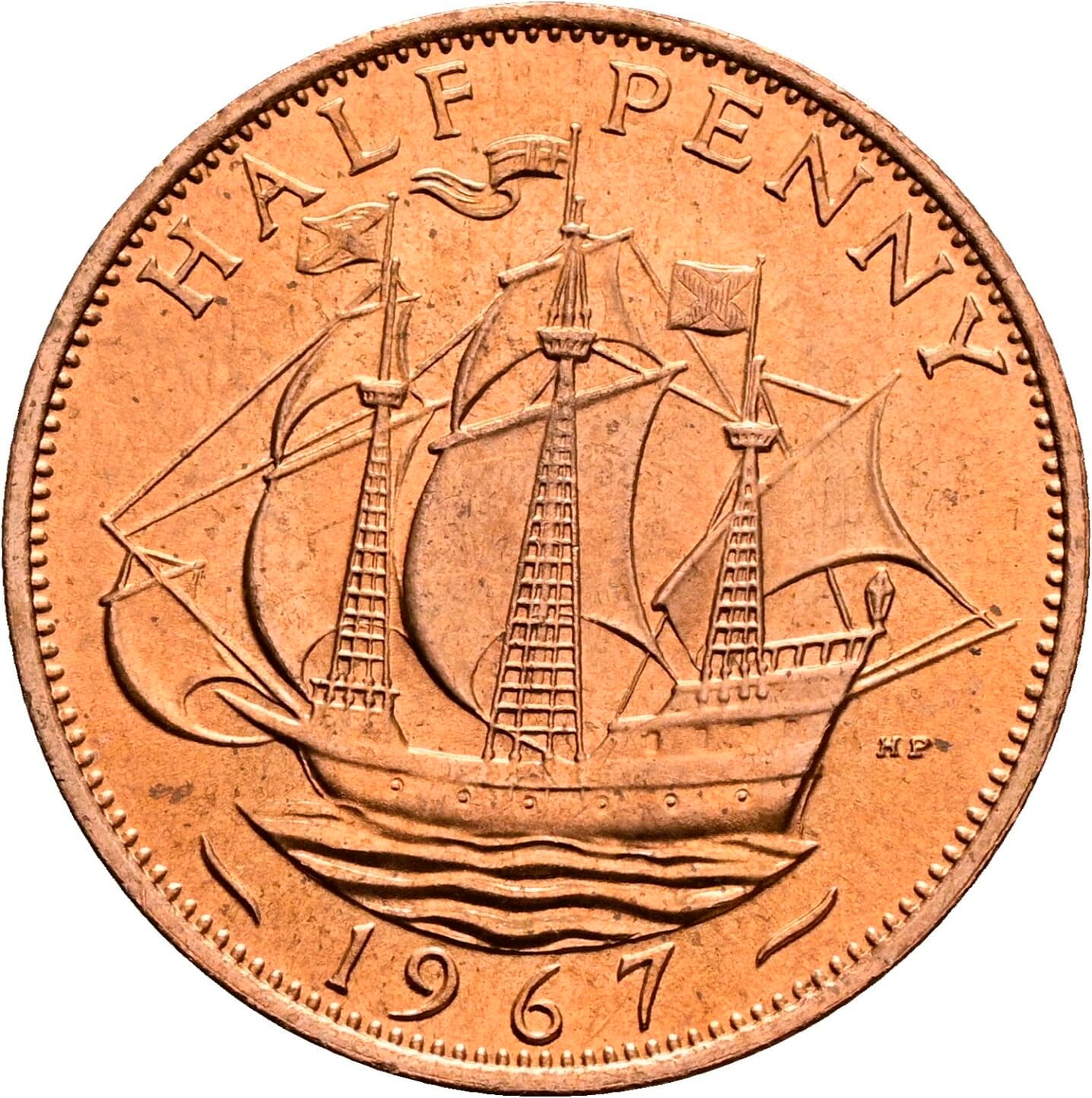 Half Penny Elisabeth II. 1952-2022 1967 – Rückseite