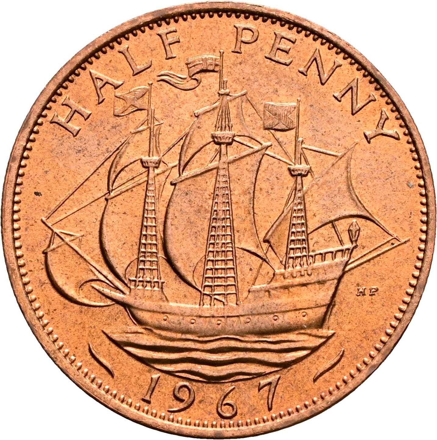 Half Penny Elisabeth II. 1952-2022 1967 – Rückseite