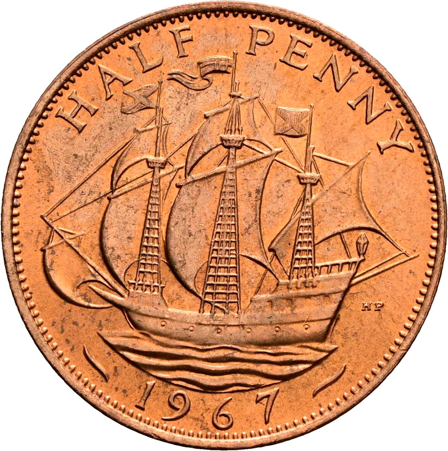Half Penny Elisabeth II. 1952-2022 1967 – Rückseite