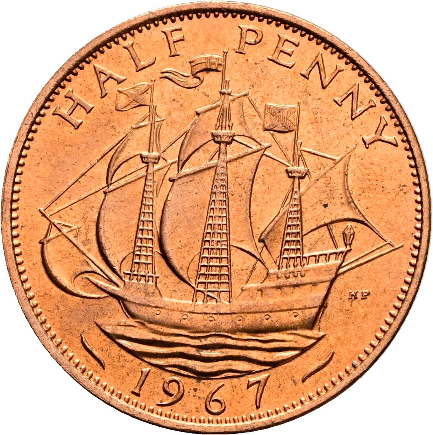 Half Penny Elisabeth II. 1952-2022 1967 – Rückseite