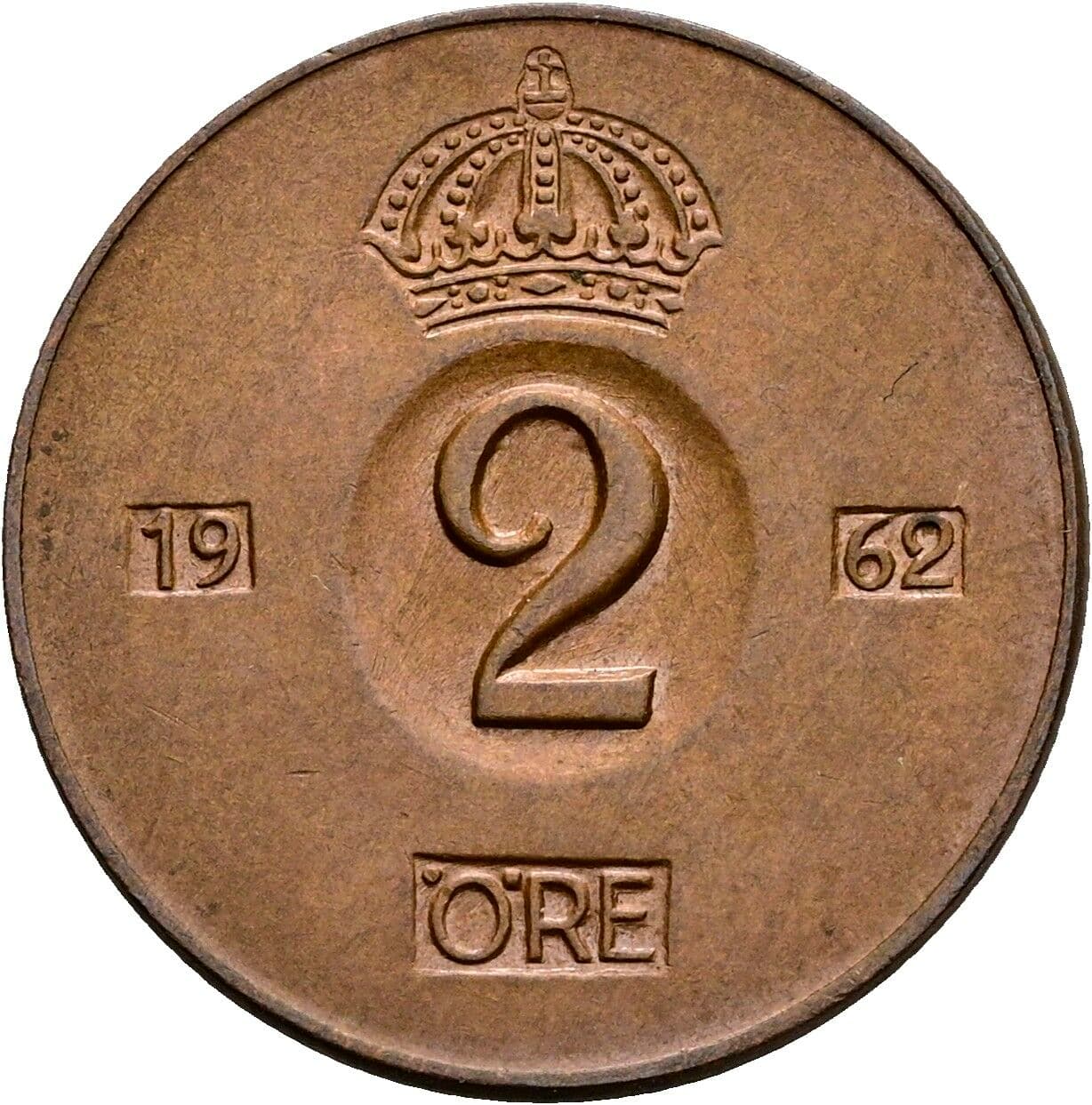 2 Öre Gustav VI. Adolf (1950-1973) 1962 – Vorderseite