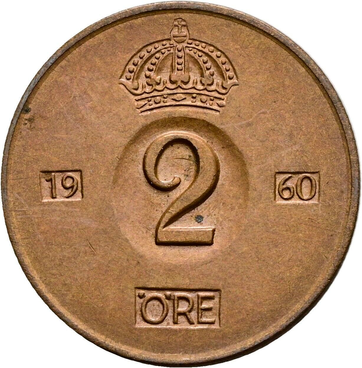 2 Öre Gustav VI. Adolf (1950-1973) 1960 – Vorderseite