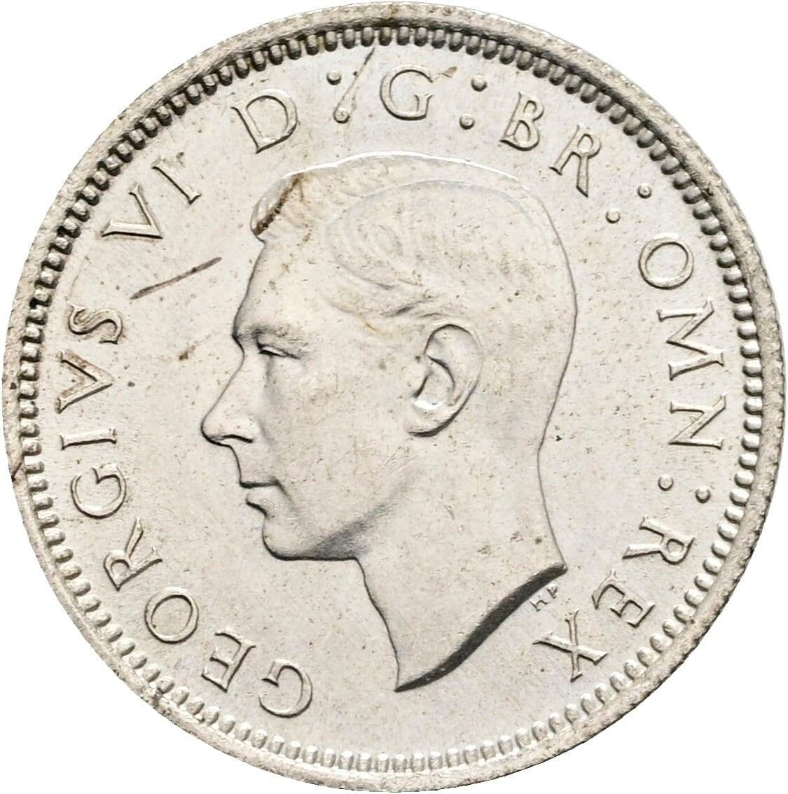 6 Pence Georg VI. (1936-1952) 1944 – Vorderseite