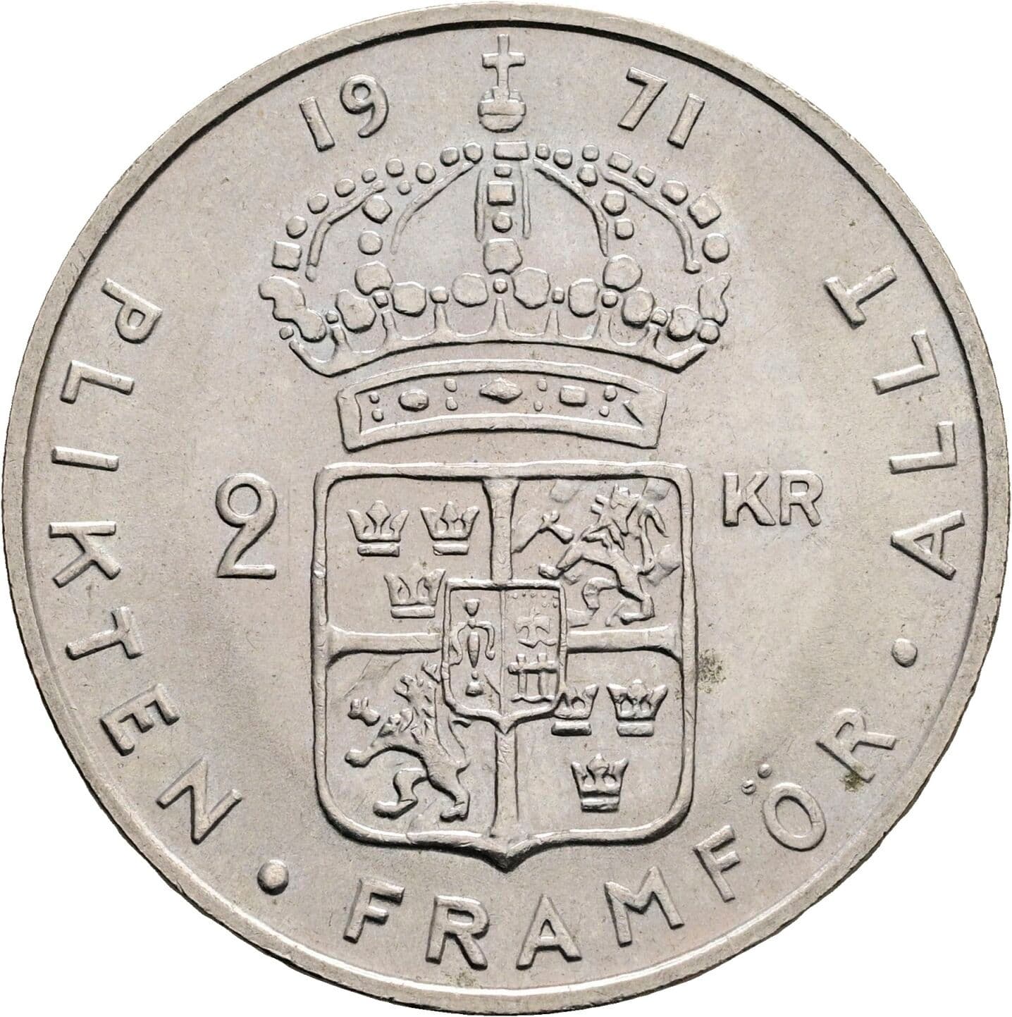 2 Kronor Gustav VI. Adolf (1950-1973) 1971 – Rückseite