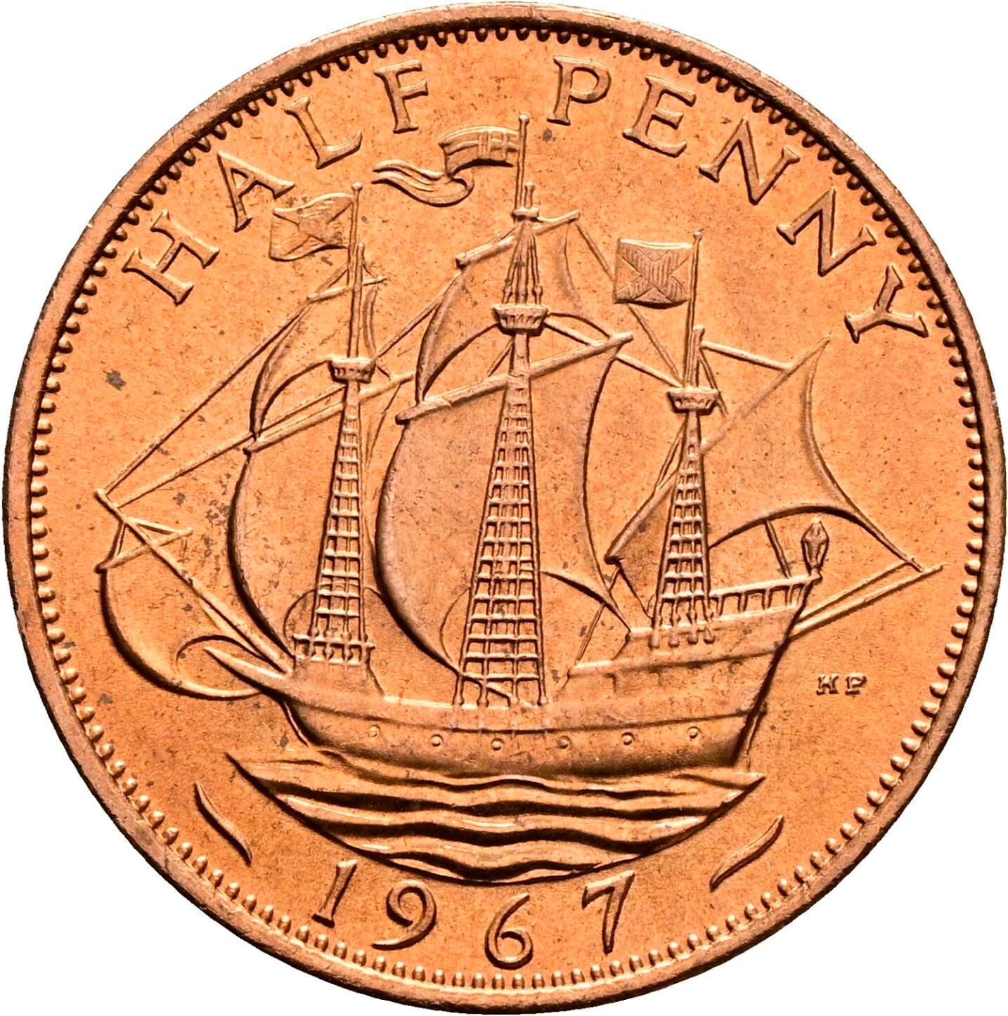 Half Penny Elisabeth II. 1952-2022 1967 – Rückseite