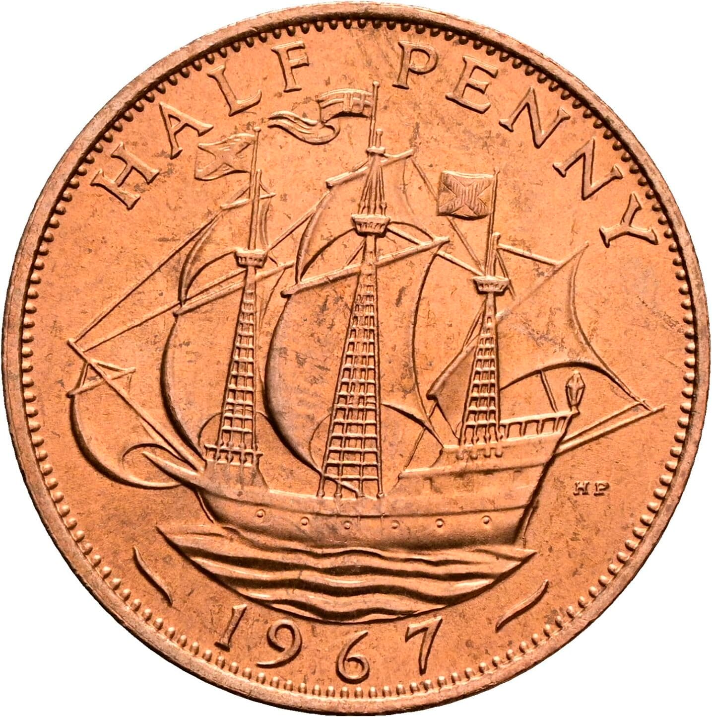 Half Penny Elisabeth II. 1952-2022 1967 – Rückseite