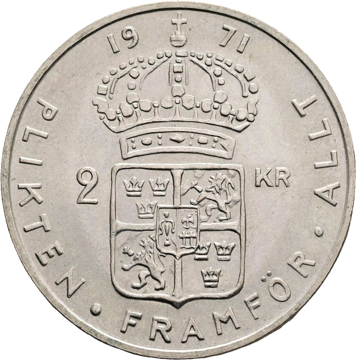 2 Kronor Gustav VI. Adolf (1950-1973) 1971 – Rückseite