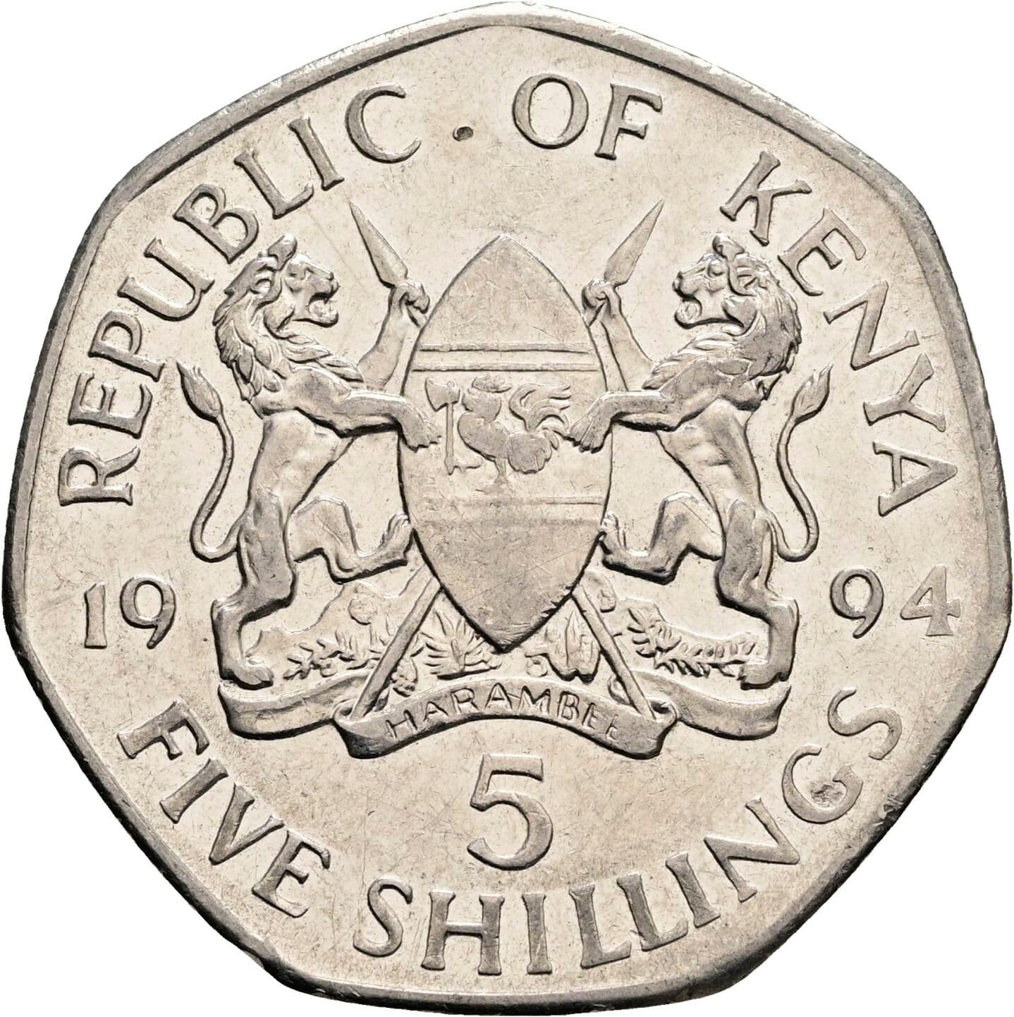 5 Shillings 1994 – Rückseite