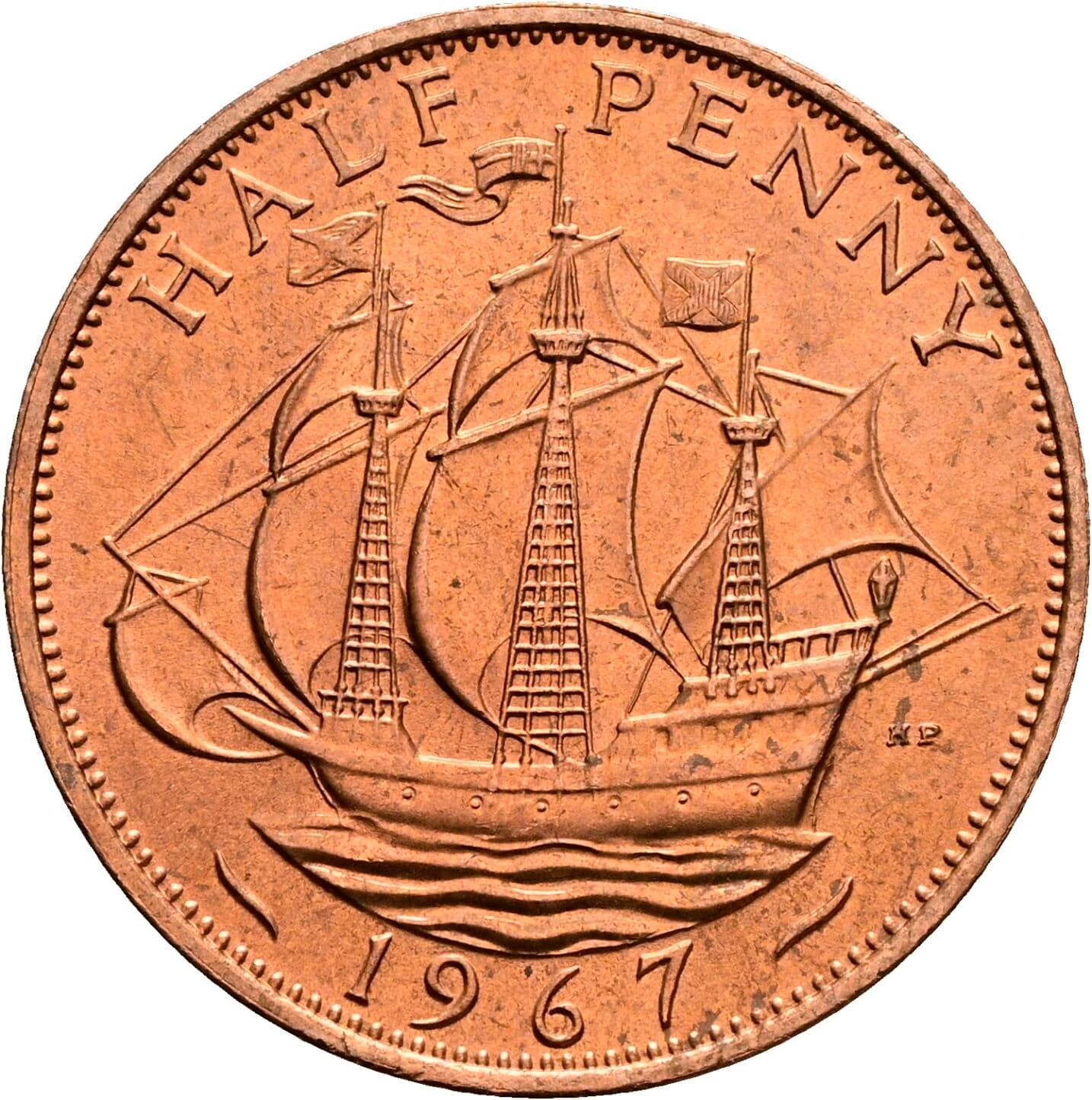 Half Penny Elisabeth II. 1952-2022 1967 – Rückseite
