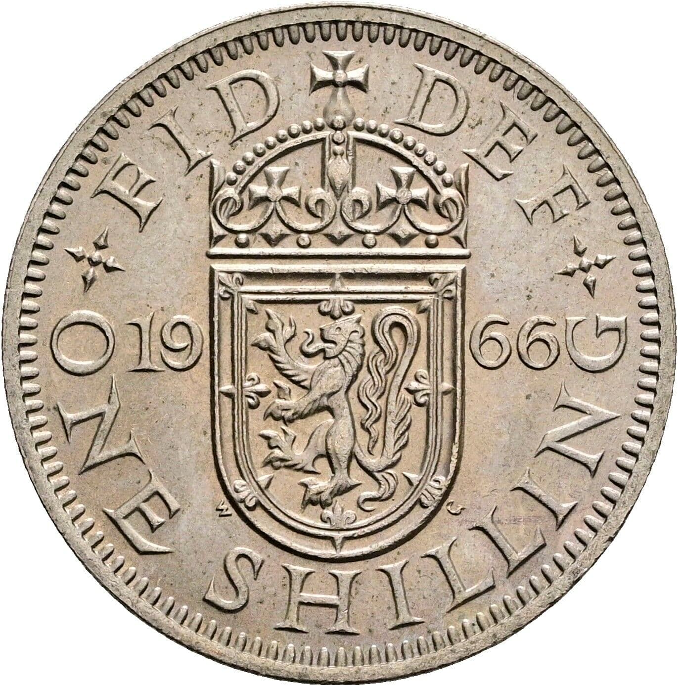 1 Shilling Elisabeth II. 1952-2022 1966 – Rückseite