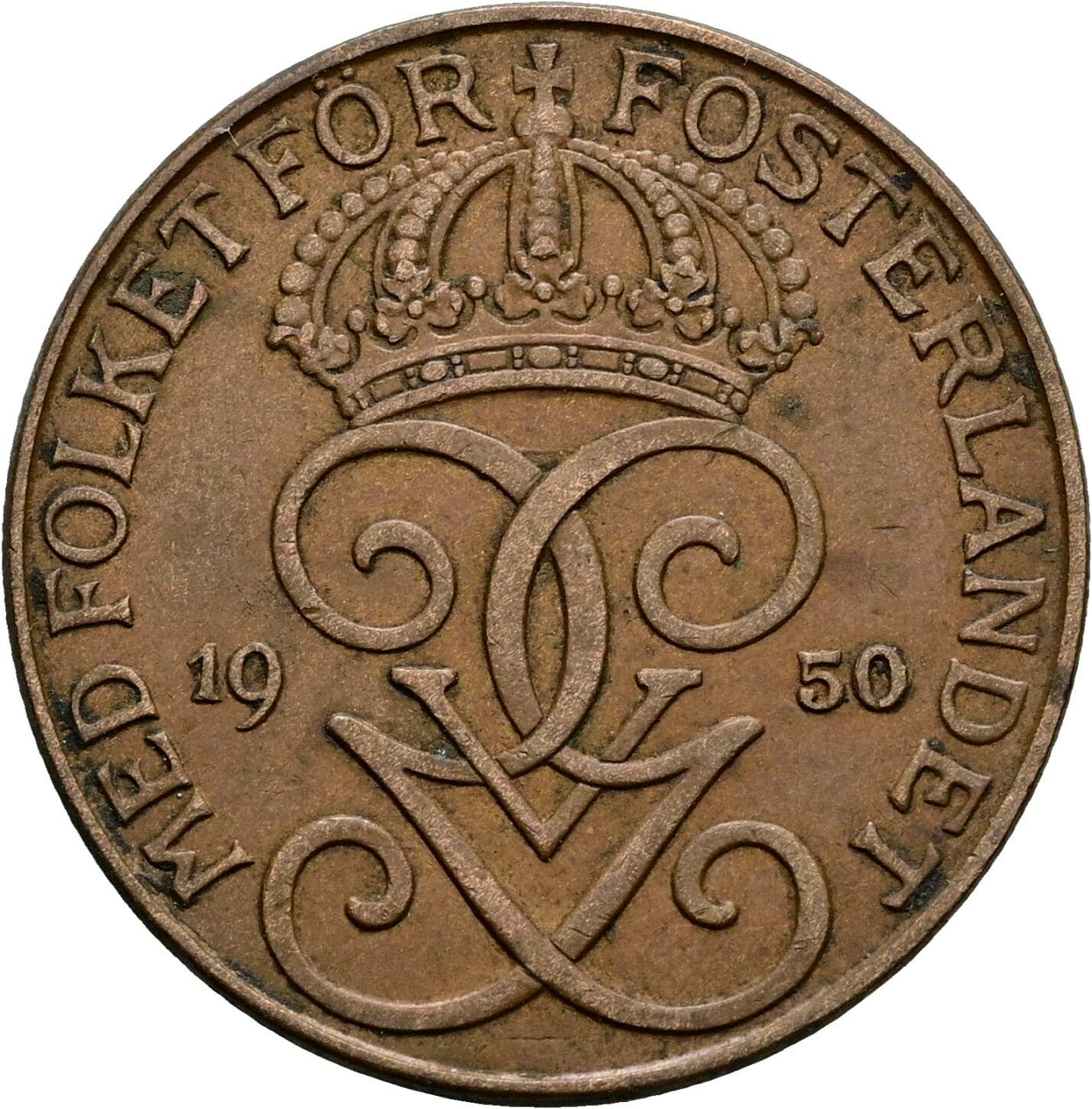 5 Öre Gustav VI. Adolf (1950-1973) 1950 – Rückseite