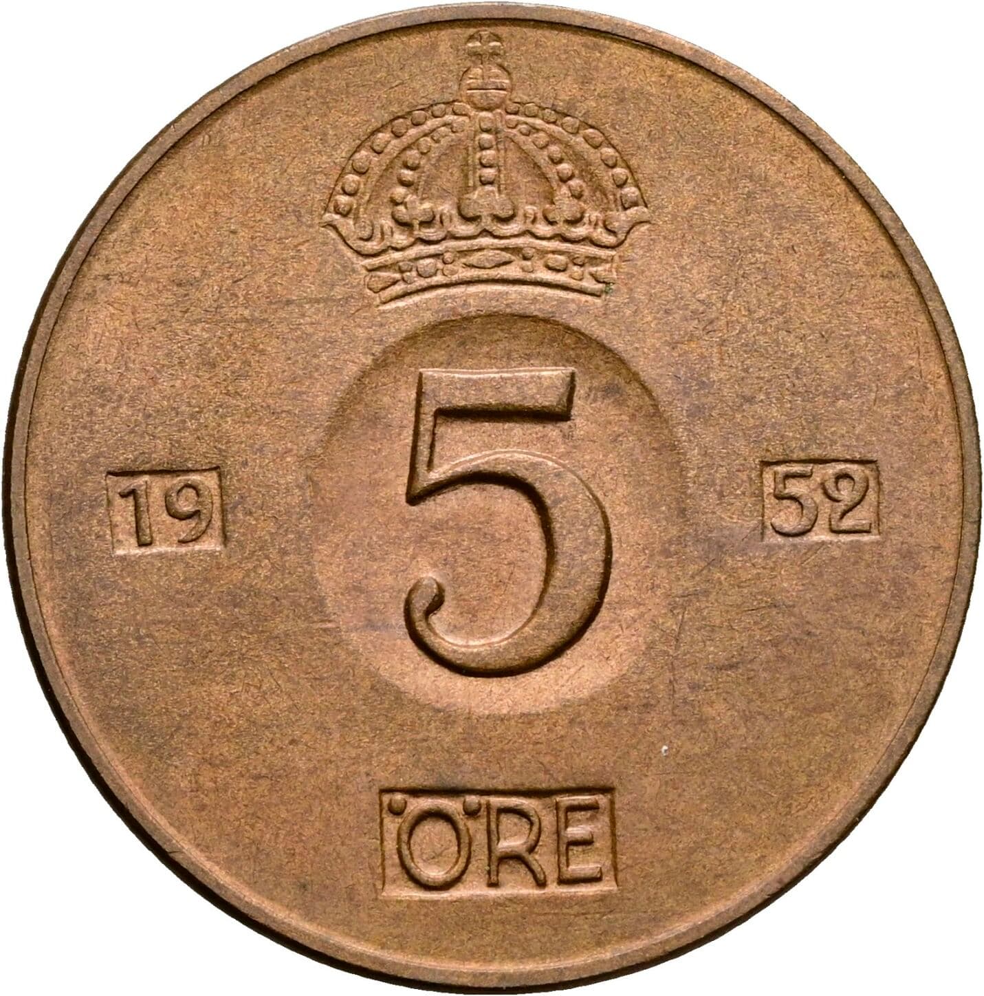 5 Öre Gustav VI. Adolf (1950-1973) 1952 – Vorderseite